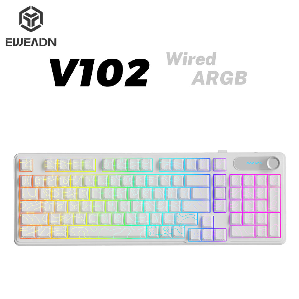 Мембранная клавиатура Eweadn V102 Ultra WHITE CONTOUR, проводное/2,4 ГГц/Bluetooth, для домашних и офисных компьютеров