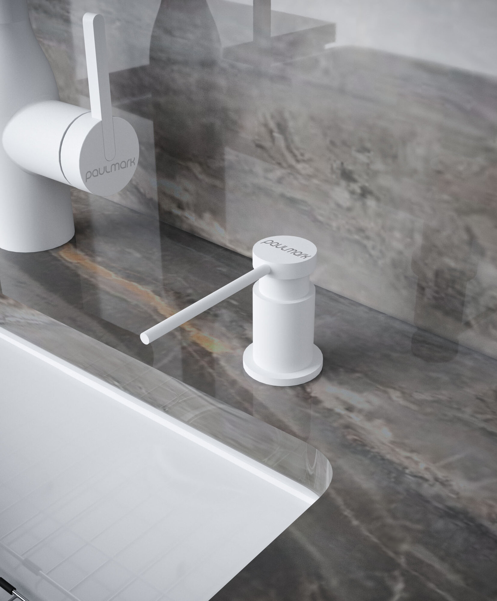 Дозатор для моющего ср-ва Paulmark BREVIT D005-GM вороненая сталь — фото 1