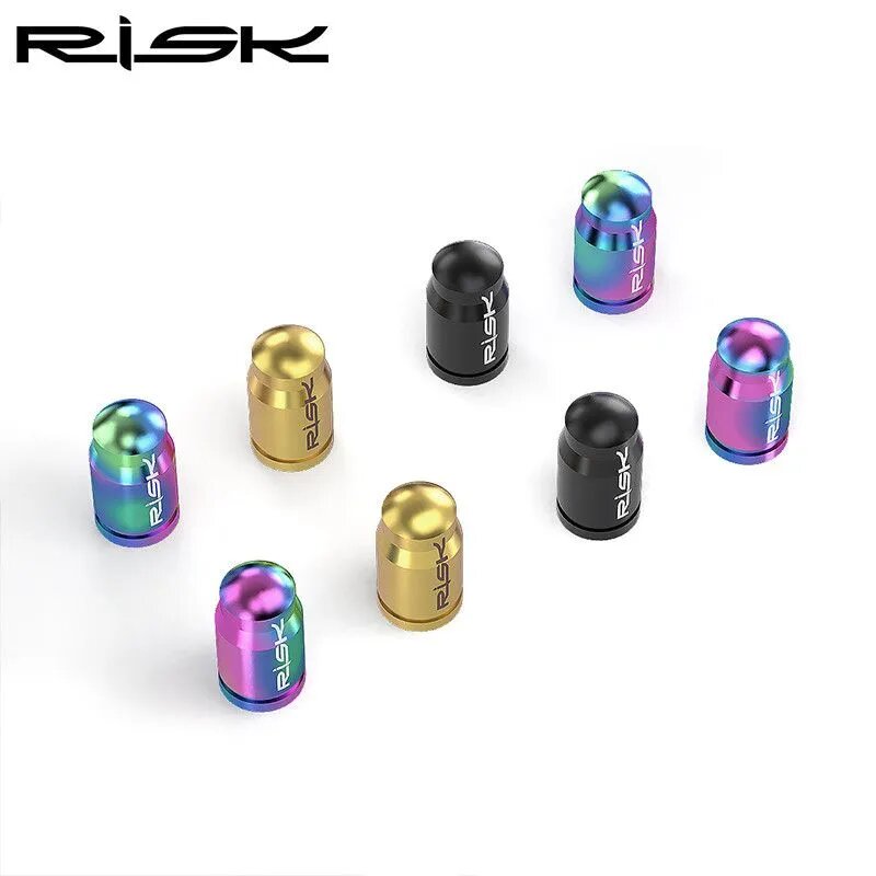 RISK Колпачки на велониппель Presta (FV, SV) из титанового сплава, 7 шт/комплект, радужный — фото 1