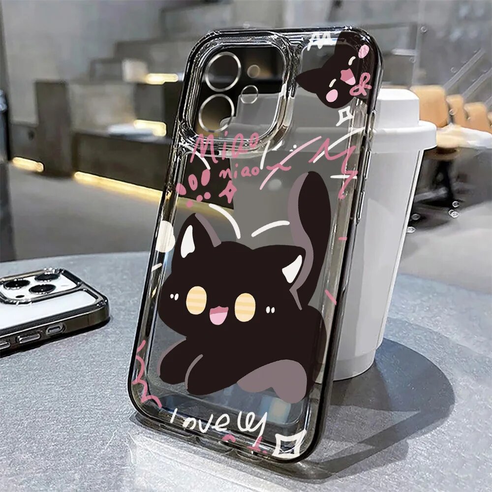Чехол для iPhone 17 — черный кот, силикон, TQ37Black
