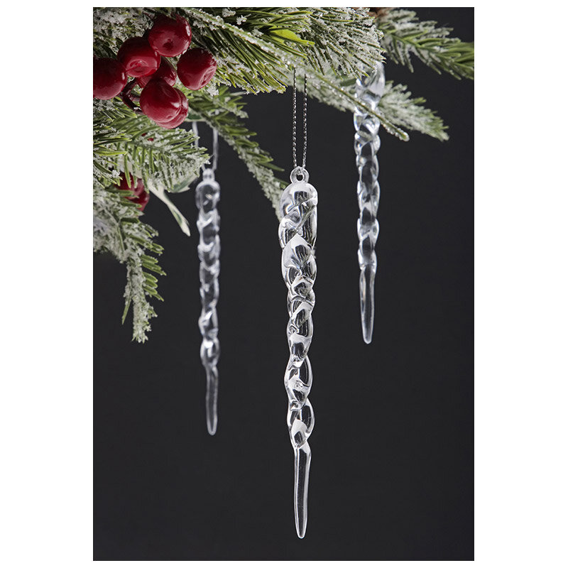 Набор елочных игрушек Волшебная страна Елочные игрушки Волшебная страна Сосульки 109918 прозрачный 13 см 12 шт.