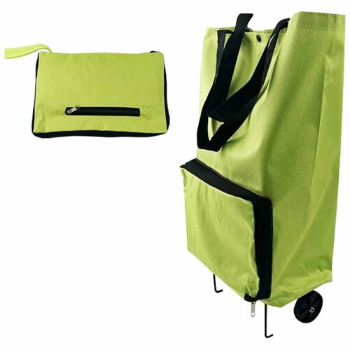 фото Сумка-тележка рыжий кот, 13х55.5х39 см, зеленый