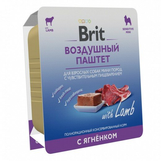 Влажный корм для собак Brit ягненок 1 уп. х 14 шт. х 100 г (для мелких и карликовых пород)