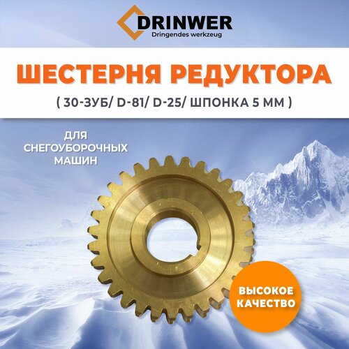 Шестерня редуктора снегоуборщика 30-зуб, d-81, под вал 25, шпонка 5мм