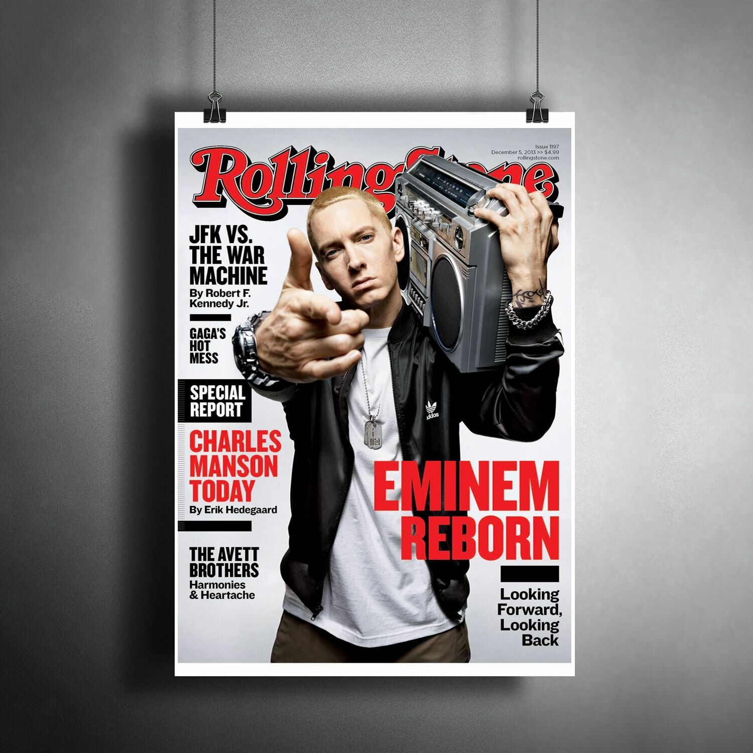 Постер плакат для интерьера "Эминем" Eminem Обложка журнала / Декор дома, офиса, комнаты, квартиры, детской A3 (297 x 420 мм)
