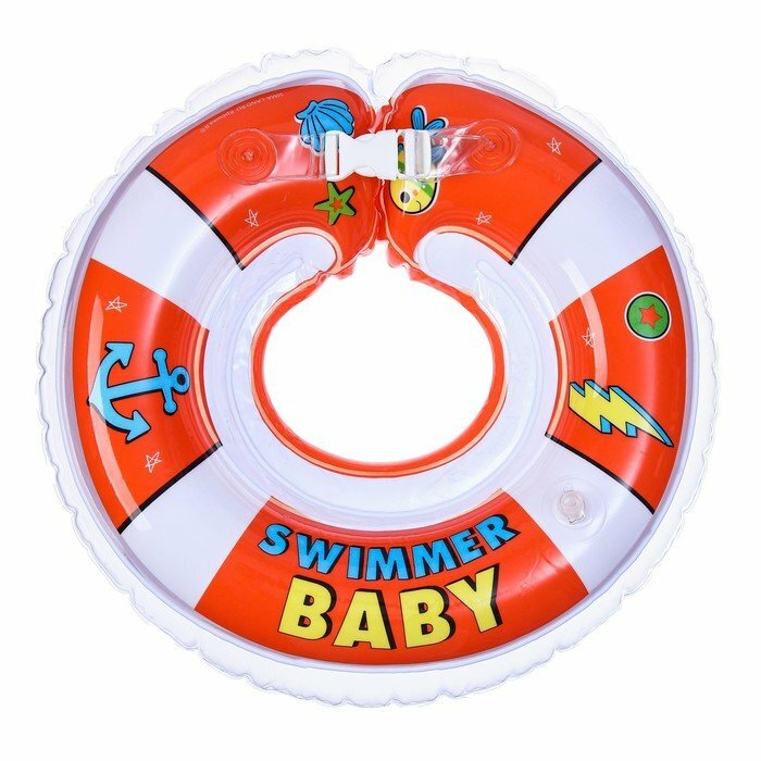 Круг детский на шею для купания Swimmer baby с погремушками двухкамерный (комплект из 3 шт)