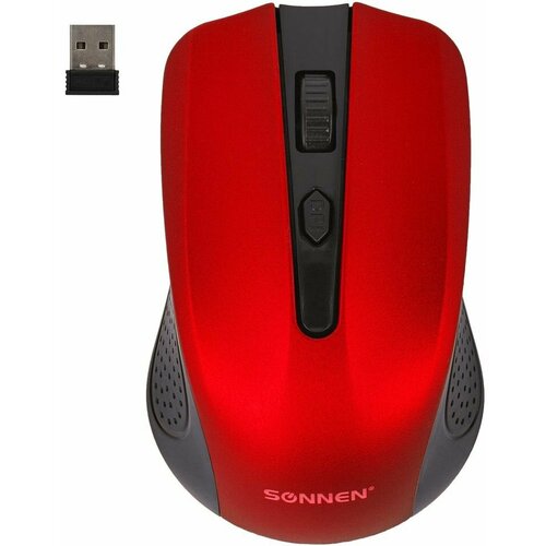 Мышь беспроводная Sonnen V99 USB 800 1200 1600dpi 4 кнопки оптическая красная х2шт 174000₽