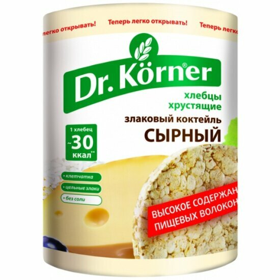 Хлебцы Dr. Korner "Злаковый коктейль" сырный, 100 гр.