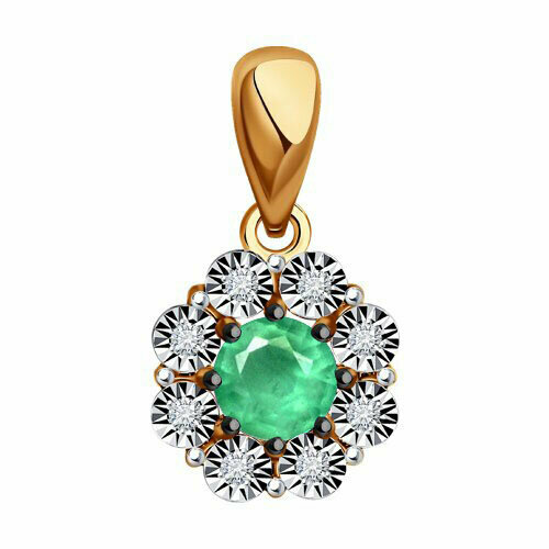 фото Подвеска diamant online, золото, 585 проба, изумруд, бриллиант