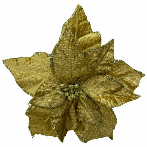 Растение искусственное MAXIJOY Пуансеттия 20см золотой