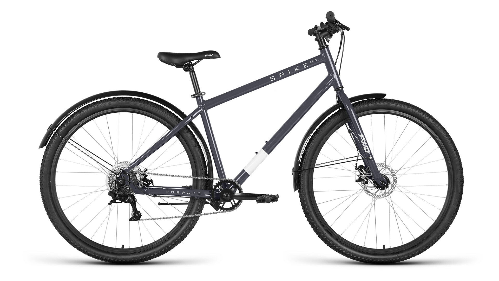 Велосипед 29 FORWARD SPIKE (DISK) (8-ск.) 2023 (рама 18) серый/серебристый