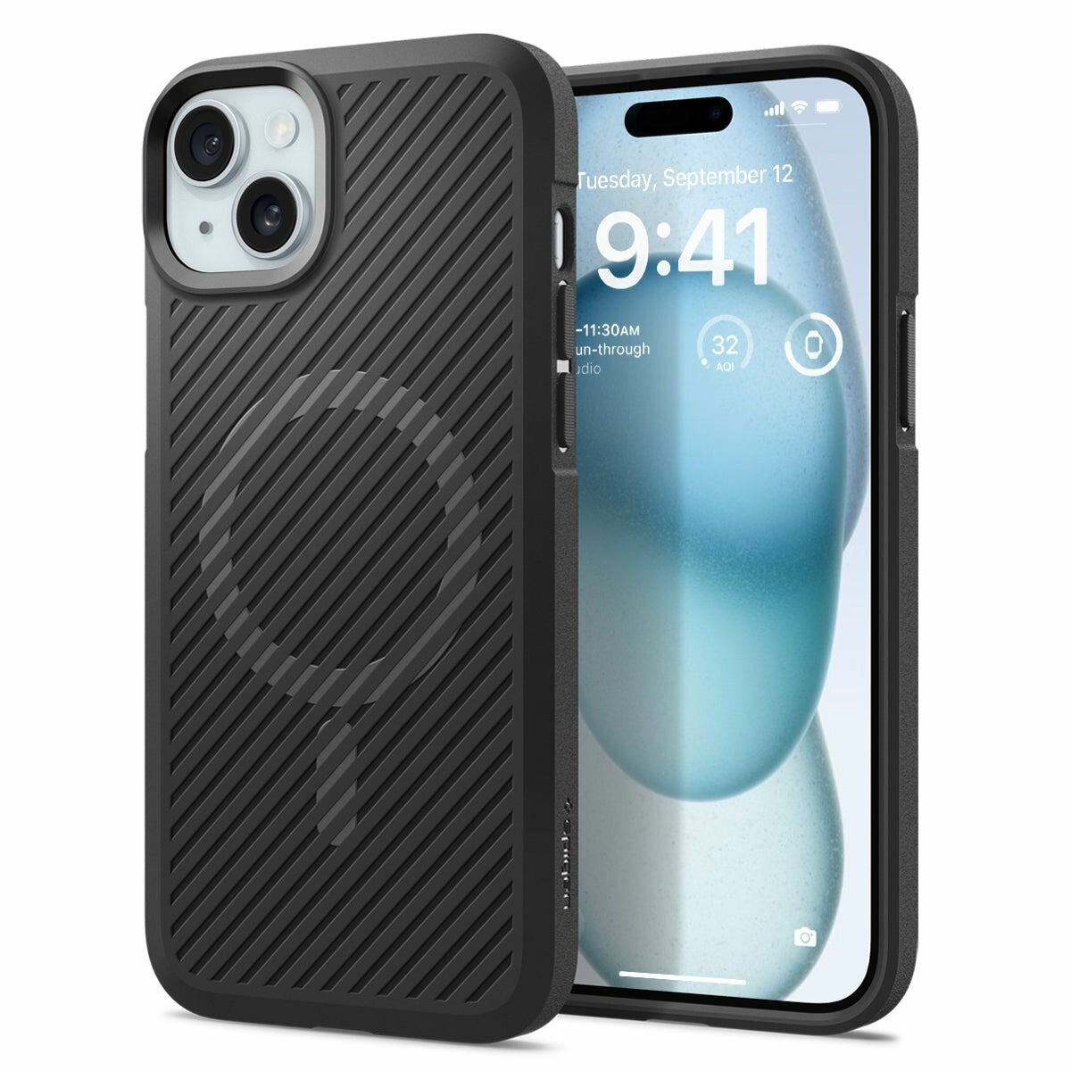 Чехол Spigen на Apple iPhone 15 Plus (ACS06455) Core Armor MagFit / Спиген чехол для Айфон 15 Плюс MagSafe, противоударный, с защитой камеры, черный