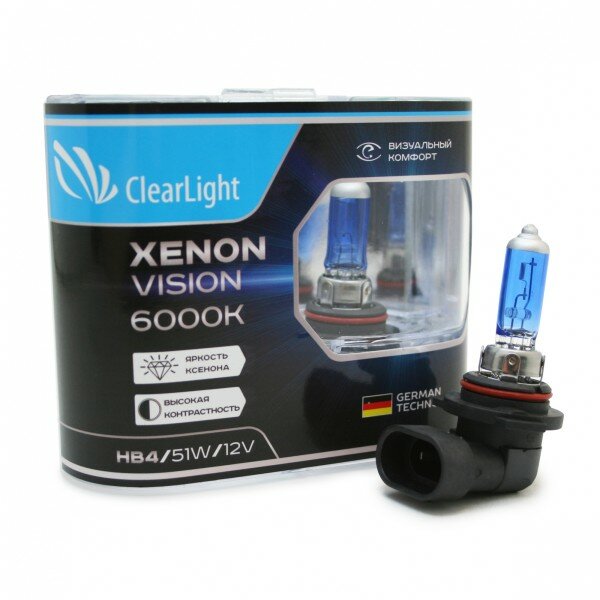 Лампы галогенные «ClearLight» HB4 (9006) XenonVision (12V-51W) #ML9006XV