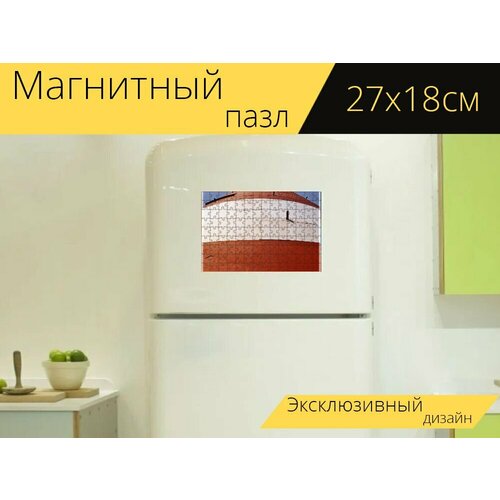 Магнитный пазл Маяк, красный белый, море на холодильник 27 x 18 см. магнитный пазл окна маяк белый на холодильник 27 x 18 см