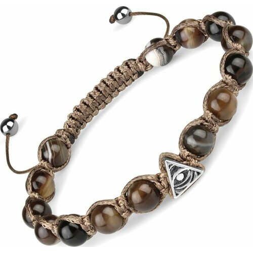 фото Браслет everiot, агат, размер 22 см, диаметр 8 см, коричневый