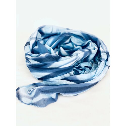 Шарф KIKKA MIA,150х80 см, голубой, белый шикарный ассиметричный шарф