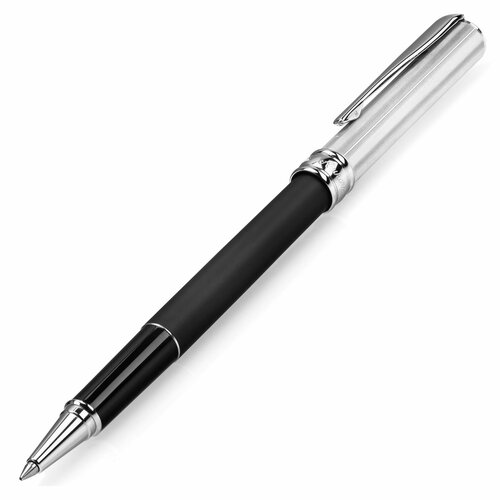 Ручка-роллер AURORA Magellano Matt Black Barrel Cap in Silver 925 Linear Patter (AU A62)