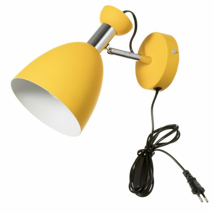 фото Бра с выключателем на проводе "Клаудиа" Е27 40Вт желтый 28х15х20см