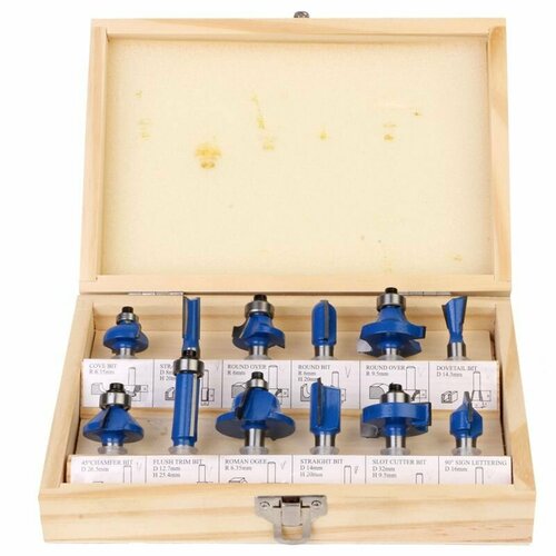 Набор фрез Диолд 12х8 S (12 шт, диаметр хвостовика 8 мм) 10pcs shank router bit straight v flush trimming cleaning round corner cove box bits milling cutter for woodworking carving set