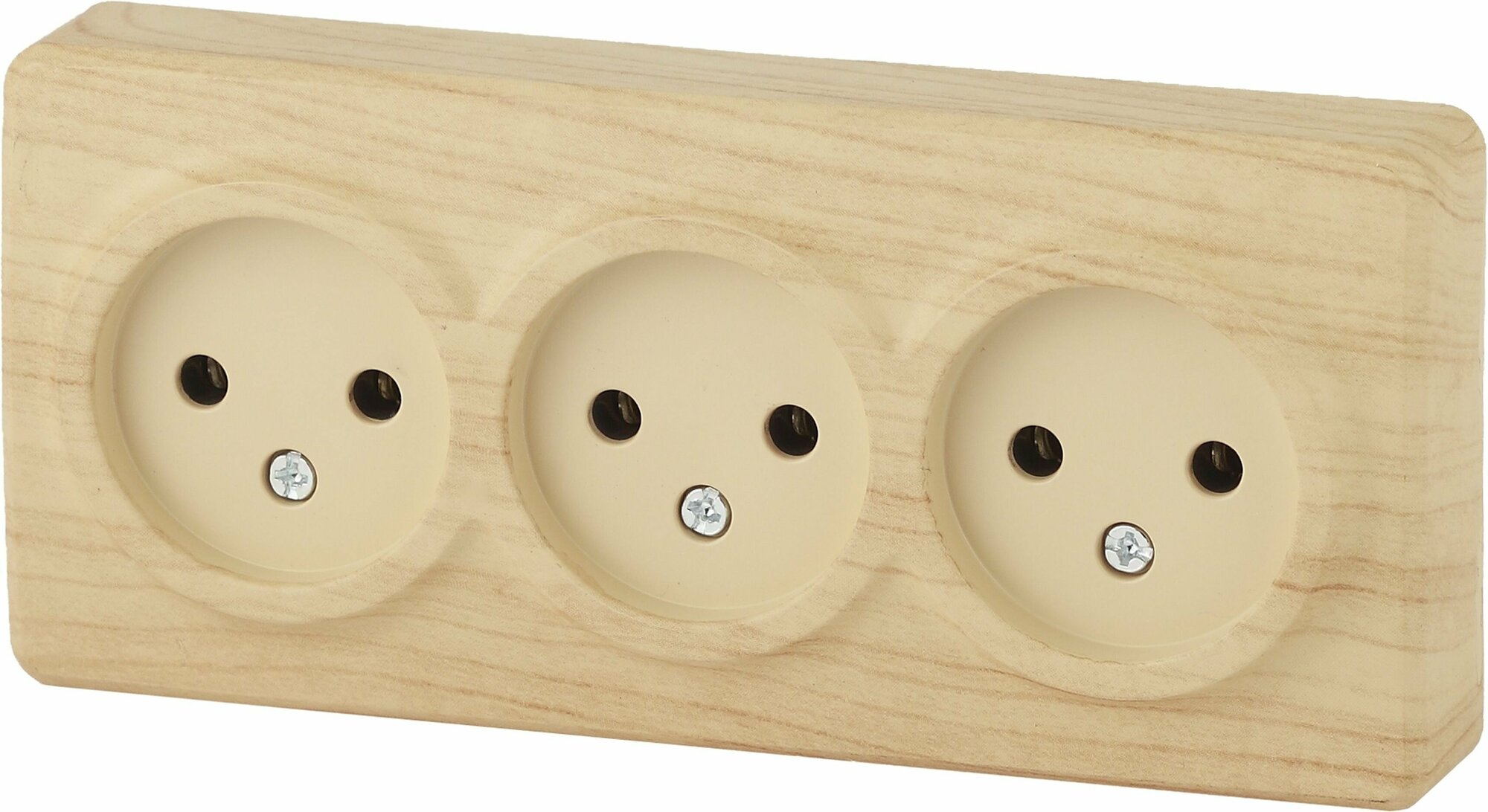 11-2207-11 ЭРА Розетка 3х2P, 16A-250В, IP20, ОУ, Эра Эксперт, сосна (8/80/1600)