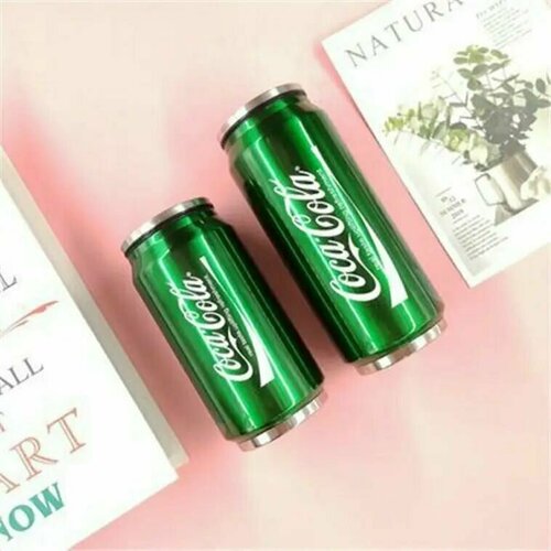 Термокружка с трубочкой для кофе и чая Кока-Кола 500 мл зеленая / термокружка автомобильная