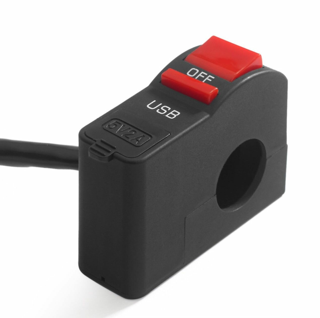 Переключатель кнопка с USB-зарядным устройством на руль мотоцикла для снегохода, скутера, на руле , управление фарами — фото 5