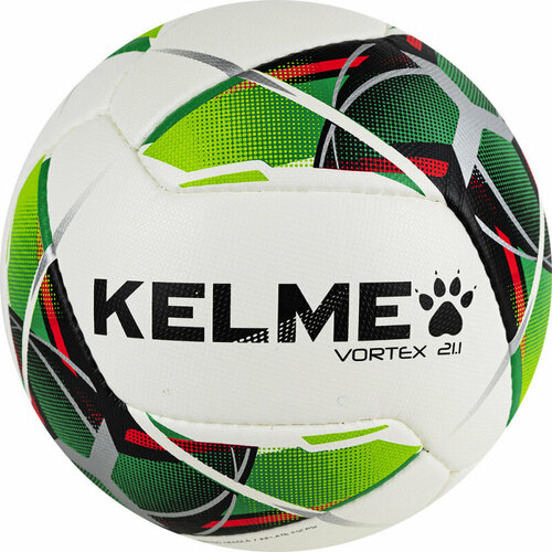 фото Мяч футбольный kelme vortex 21.1, 8101qu5003-423, р.5, 10 панелей, пу, ручная сшивка, бело-мультиколор