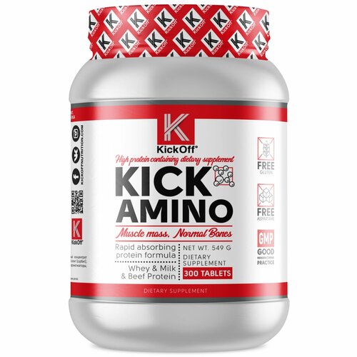 Аминокислоты Kick Amino Orange 300 таблеток ротозавр l 88315b