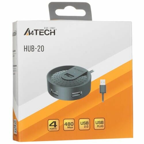 Разветвитель USB 2.0 A4Tech HUB-20 черный - фото №19