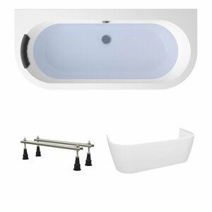 Акриловая ванна 170х75 см Lavinia Boho Art набор 4 в 1 S2-3708075P: пристенная ванна, ножки, подголовник, лицевой экран