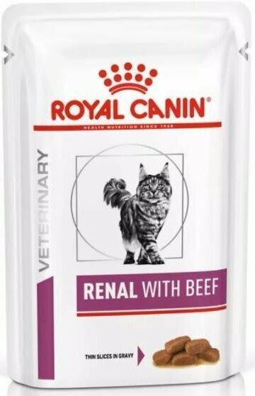 Влажный диетический корм Royal Canin Veterinary Diet Renal для взрослых кошек при почечной недостаточности, говядина, 85г - фото №8