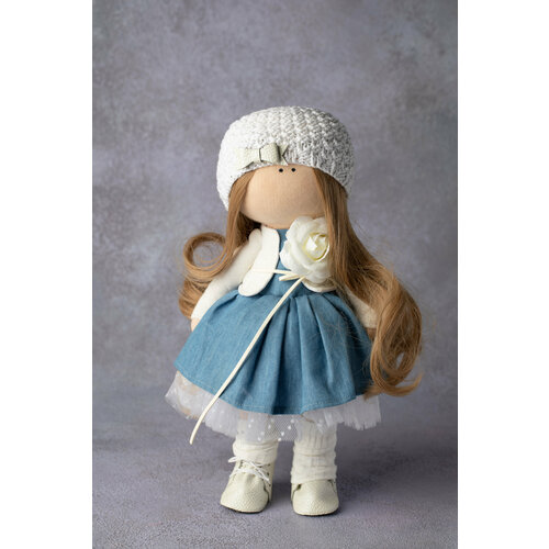 Авторская кукла Девочка в берете ручной работы , текстильная, интерьерная