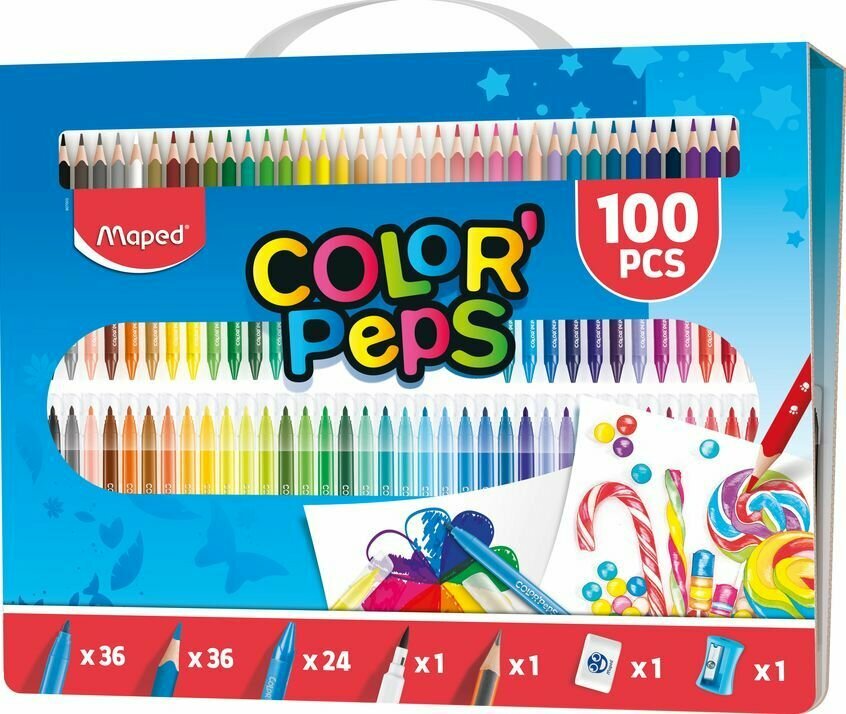 Набор д/рисования фломаст.100 предметов, Maped COLOR'PEPS KIT подарочная упаковка