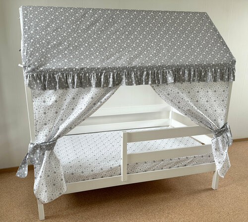 Текстиль на кроватку домик 160х80 (звездопад серый) ТД-16