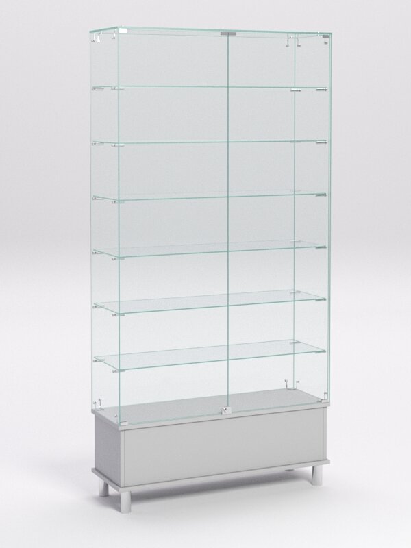 Витрина стеклянная "примавера подиум модерн" №35 (с дверками, задняя стенка - стекло), Белый 90 x 30 x 180 см