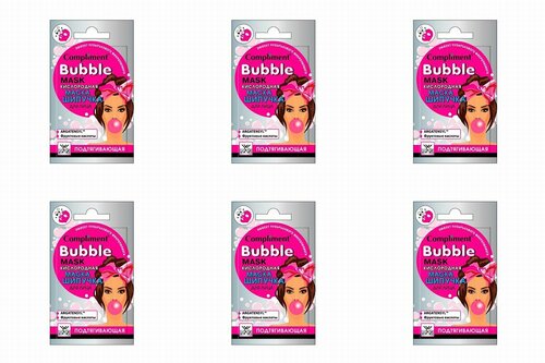 Compliment Кислородная маска-шипучка для лица Bubble Mask, Подтягивающая, 7 мл, 6 шт