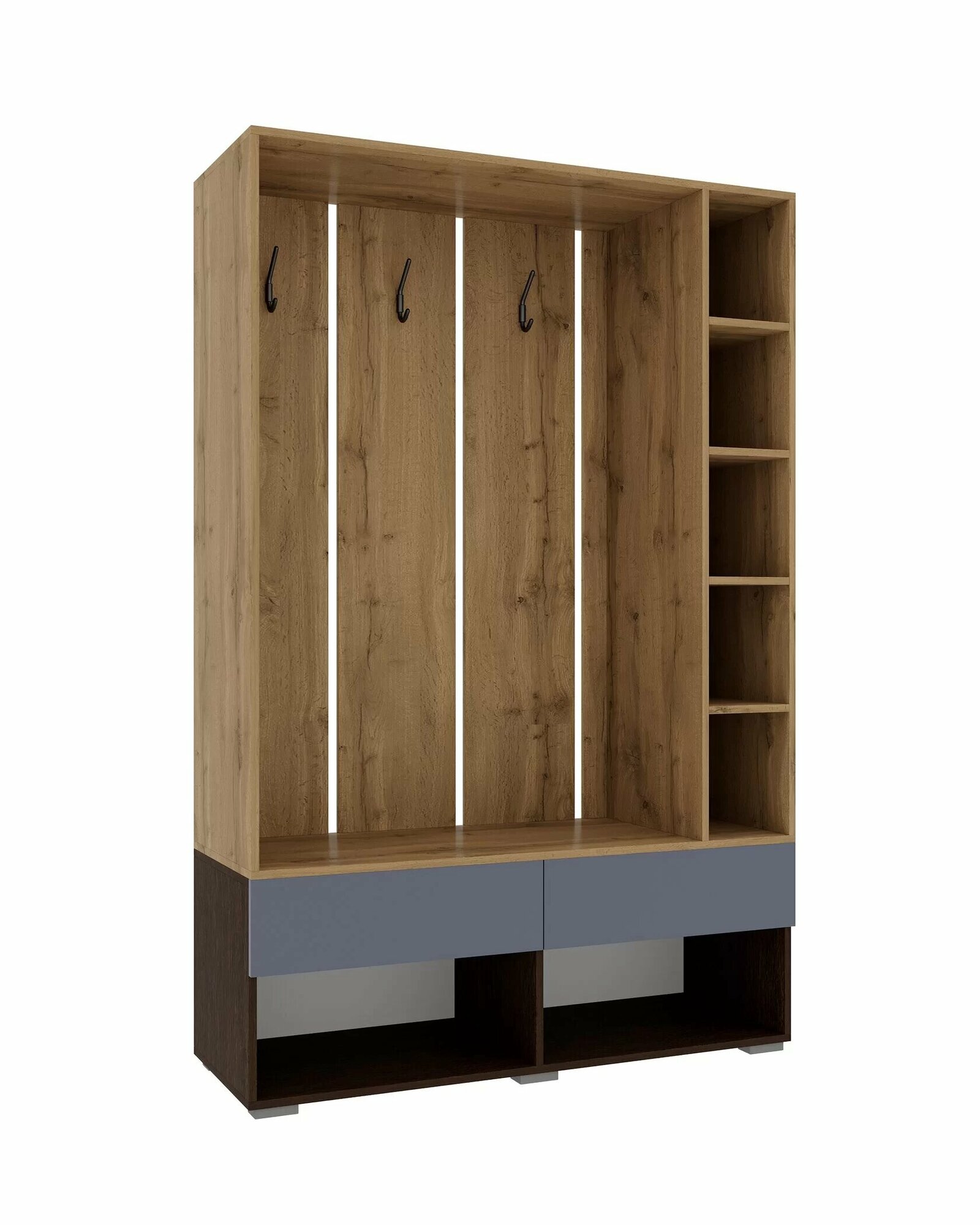 фото Прихожая "Прага" тумба с вешалкой (венге/графит софт/дуб вотан)