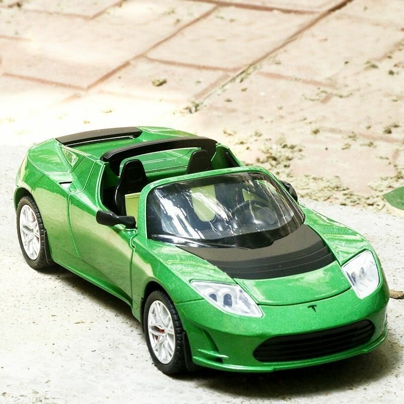 Машинка металлическая Tesla Roadster 1:24, Коллекционная модель машины для взрослых, Игрушечный автомобиль с звуковыми и световыми эффектами для детей
