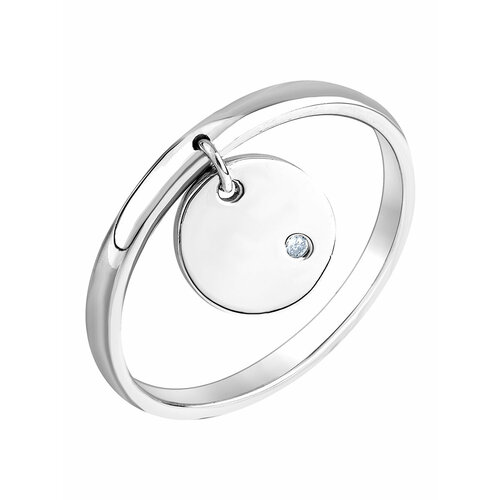 Кольцо Амбер, белое, красное золото, 585 проба, родирование, бриллиант, размер 16, золотой