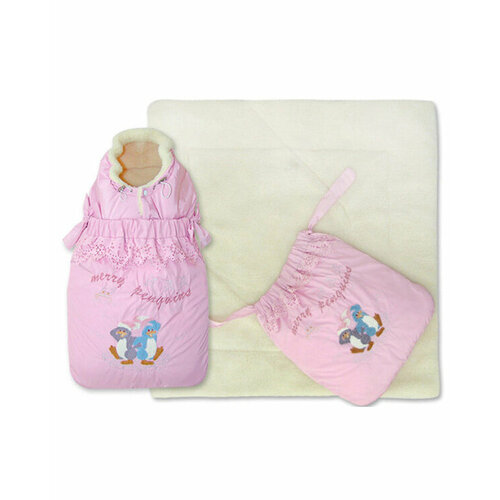 Зимний конверт Little People Кокон зима меховой трансформер цвет розовый 750₽