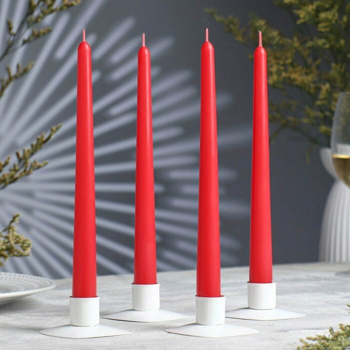 Набор свечей античных 23х 245 см 5 ч 55 г 4 штуки красный (комплект из 4 шт)