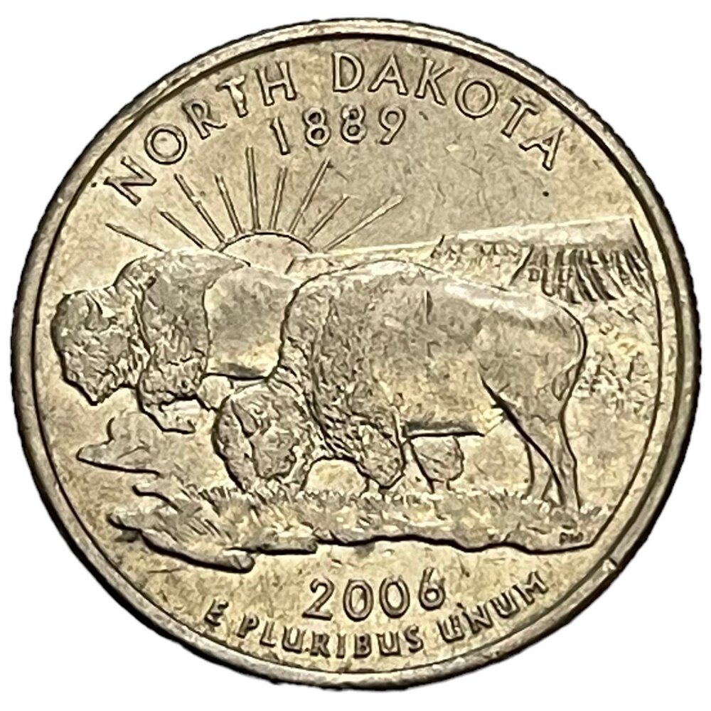 США 25 центов (1/4 доллара) 2006 г. (Квотеры 50 штатов - Северная Дакота) (P) (CN)