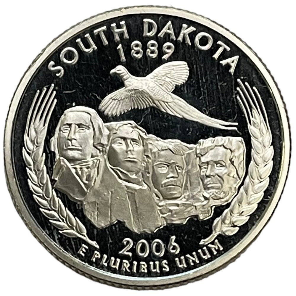 США 25 центов (1/4 доллара) 2006 г. (Квотеры 50 штатов - Южная Дакота) (S) (Ag) (Proof)