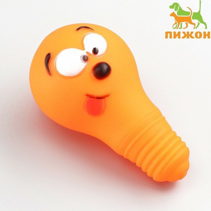 Игрушка для собак Пижон "Лампочка", пищащая, 10,5х6 см, оранжевая - фотография № 1