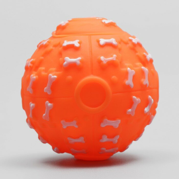 Игрушка для собак Пижон "Бум косточек", пищащая, 7,5 см, оранжевая