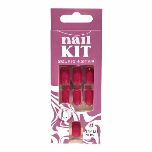 Набор накладных ногтей без клея Розовый стиль, короткая длина Selfie Star Nails kit without glue Bossy Pink, short length SSNK2119, 24 шт набор накладных ногтей с клеем короткой длины kiss new york professional flawless nude 28 шт