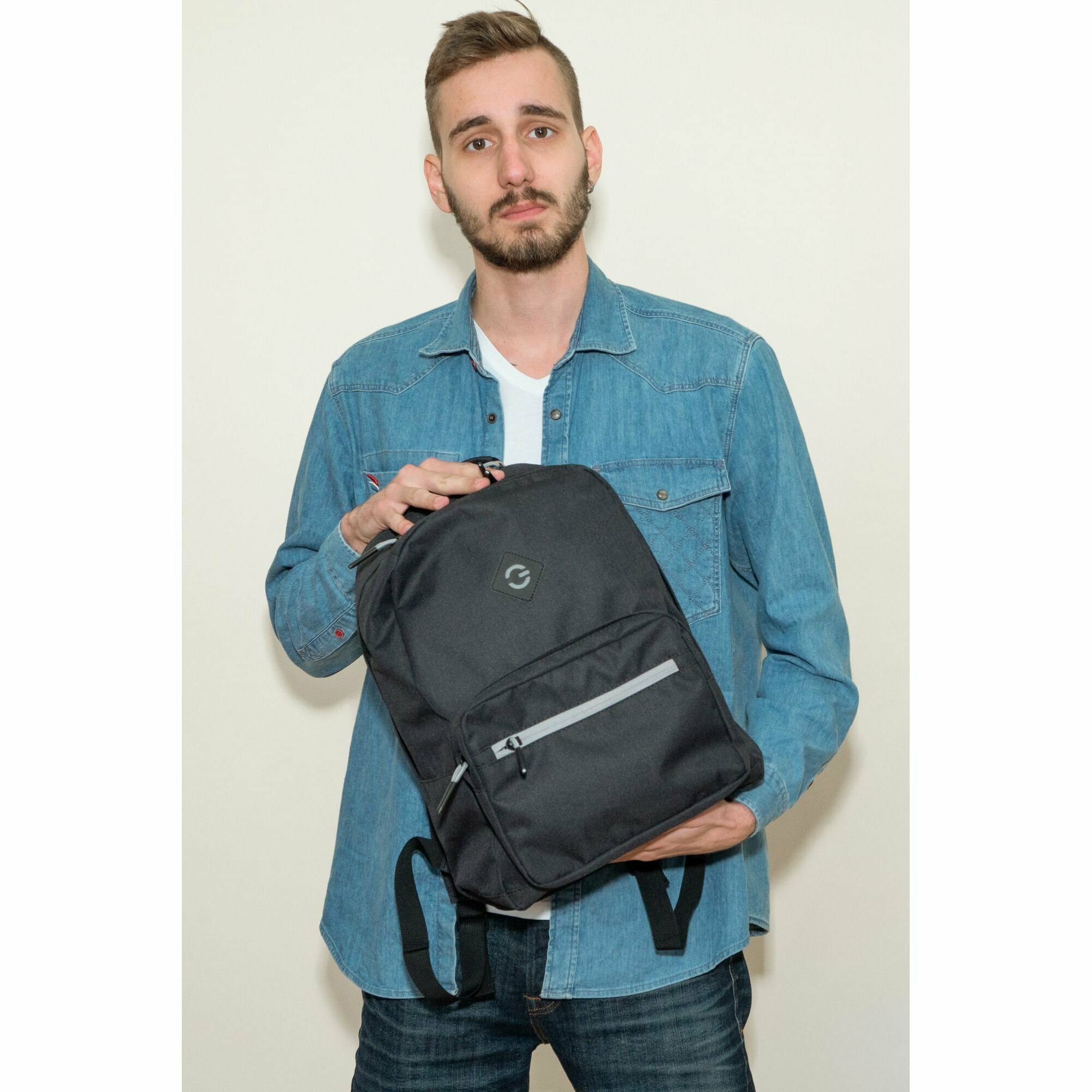Рюкзак мужской, черный с серым Grizzly - фото №11