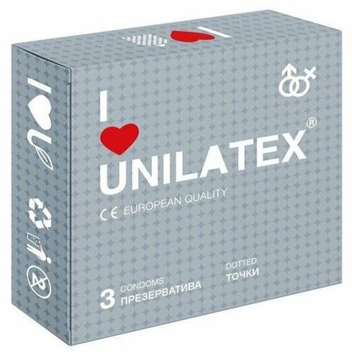 Презервативы с точками Unilatex Dotted - 3 шт. презервативы с точками yokiro dotted 3 шт прозрачный