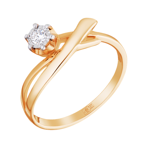 Кольцо Ювелир Карат, красное золото, 585 проба, бриллиант, размер 16.5
