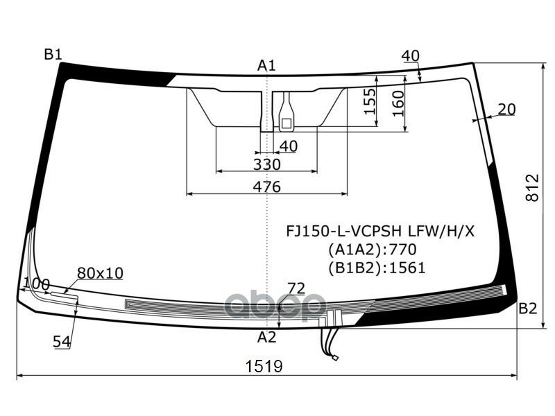 Стекло Лобовое (Обогрев Щеток/ Датчик Дождя) Toyota Land Cruiser Prado (J150) 09-20 / Lexus Gx 02-19 XYG арт. FJ150-L-VCPSH L.